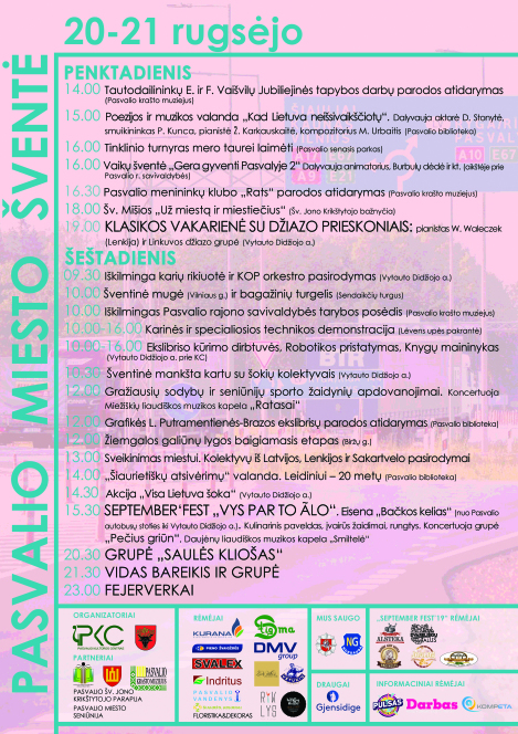 Pasvalio miesto šventės metu uždaromų gatvių schemos