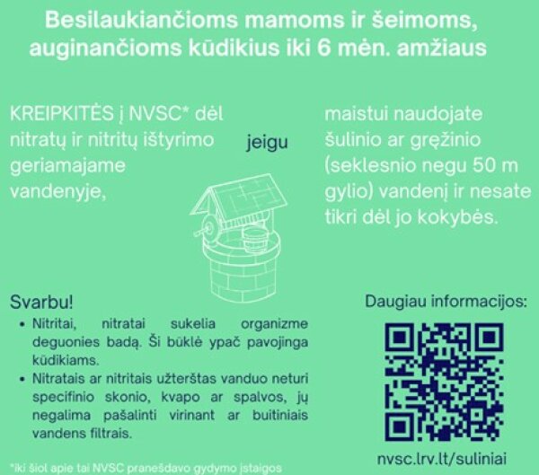 Informacinis pranešimas dėl nitratų ir nitritų tyrimų geriamajame vandenyje 
