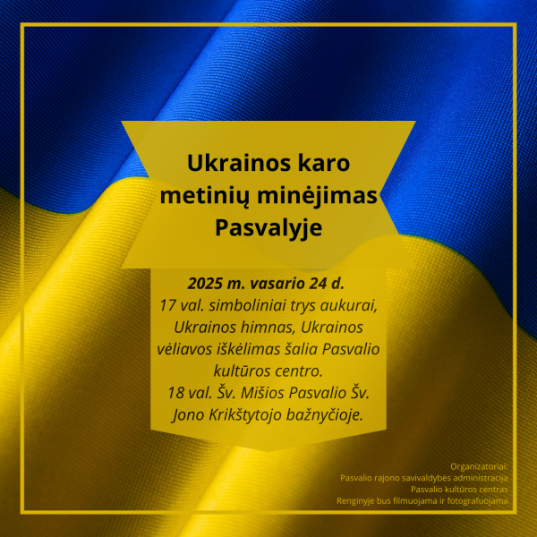 Ukrainos karo metinių minėjimas Pasvalyje