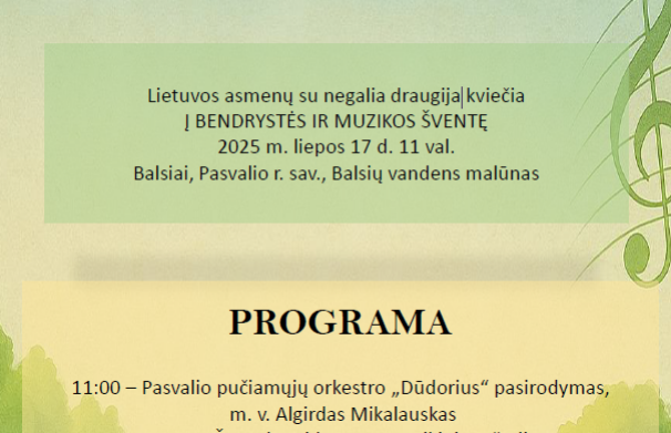 Lietuvos asmenų su negalia draugija kviečia į tradicinę šventę "Balsių malūne"