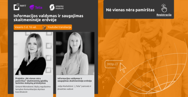 Projektas „Nė vienas nėra pamirštas“  vėl Jus kviečia į nuotolinę paskaitą!