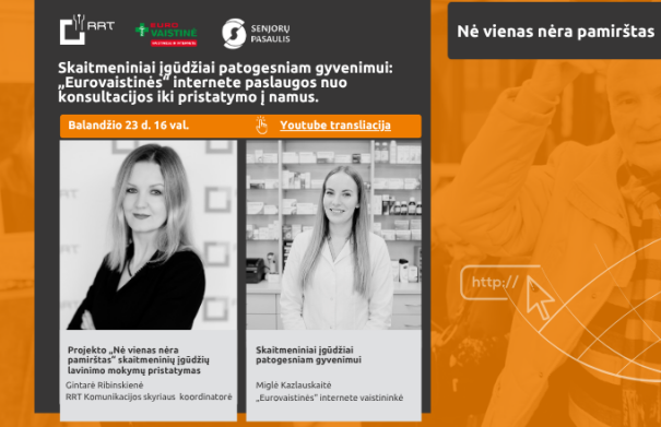 Ryšių reguliavimo tarnybos projektas „Nė vienas nėra pamirštas“  ir vėl Jus kviečia į nuotolinę...