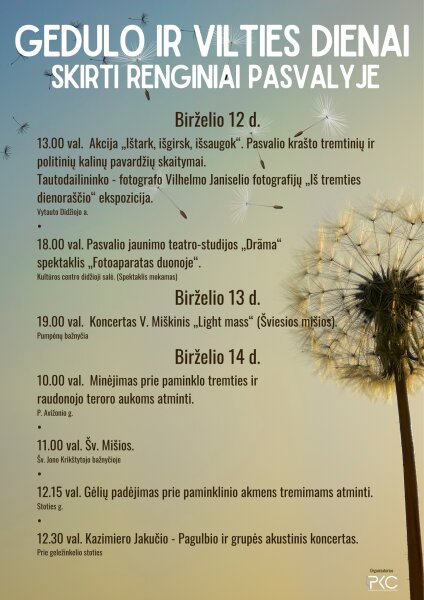 Renginiai Pasvalyje, skirti gedulo ir vilties dienai paminėti