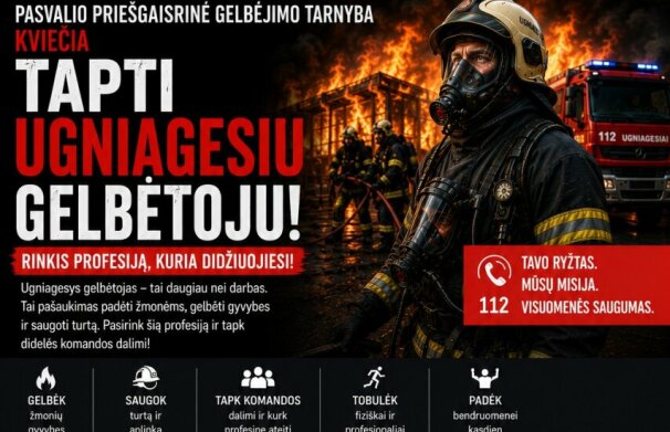 Pasvalio priešgaisrinė gelbėjimo tarnyba kviečia tapti ugniagesiu gelbėtoju – tai profesija,...
