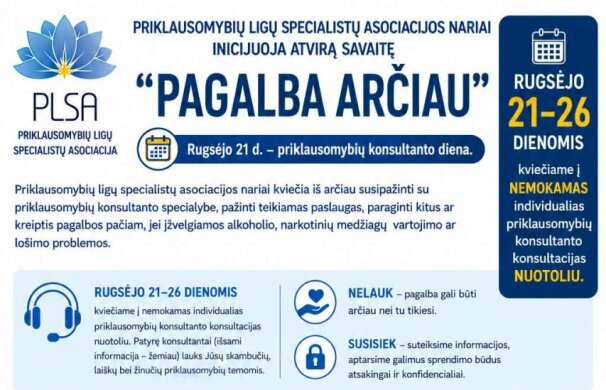 Rugsėjo 21-oji Lietuvoje minima kaip Priklausomybių konsultanto diena