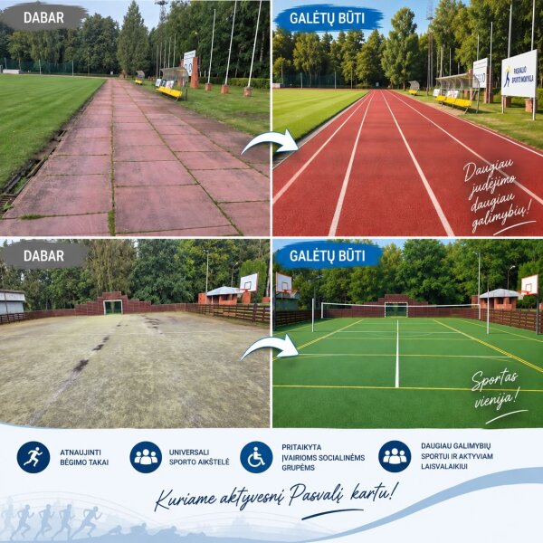 Pasvalio sporto mokyklos stadioną planuojama atnaujinti: daugiau galimybių sportuoti vaikams,...